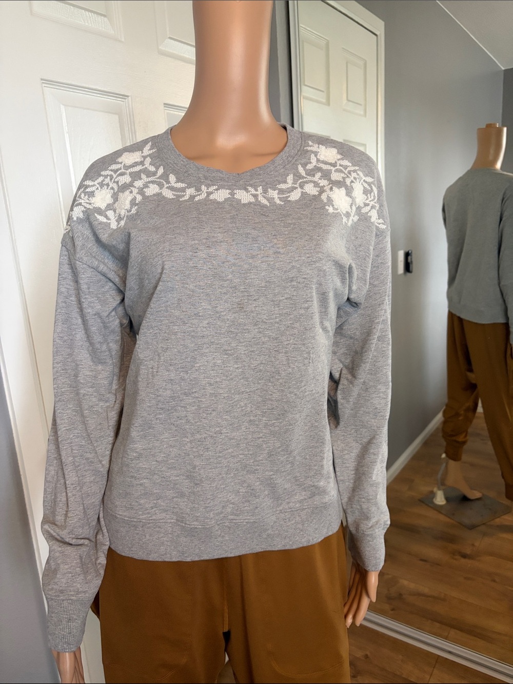 Lucky Brand gray embroidered sweatshirt